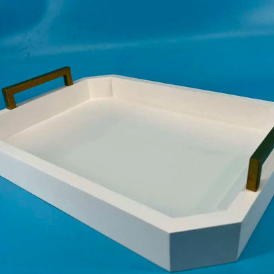 Gepersonaliseerd logo Acceptabele witte houten serveerbak met handgrepen van acaciahout