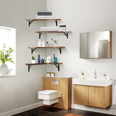 Aanpasbare grootte Kleur Materiaal Rustieke houten hoek Drijvende planken Wandmontage Set van 4