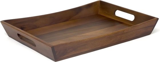 19.88 x 14 x 2,5 inch Acacia gebogen serveerbak met handvat logo voor cadeauwinkels