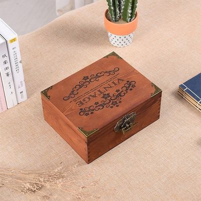 Vernishantering Vintage stijl Op maat gemaakte kleine houten trouwfoto doos met slot