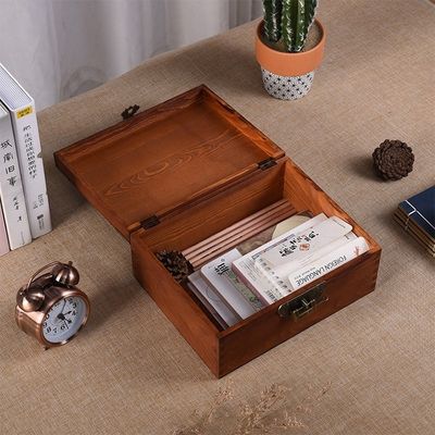 Vernishantering Vintage stijl Op maat gemaakte kleine houten trouwfoto doos met slot