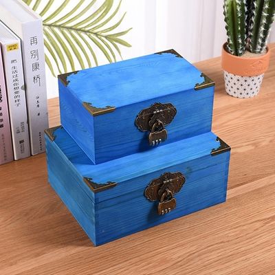 Vernishantering Vintage stijl Op maat gemaakte kleine houten trouwfoto doos met slot