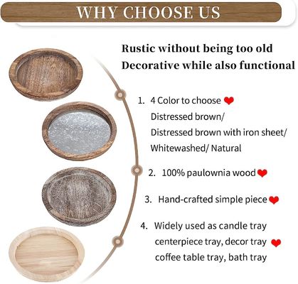 Op maat gemaakte houten serveerbak Rustieke ronde kaarshouder decoratie voor cake gereedschappen en ontwerp
