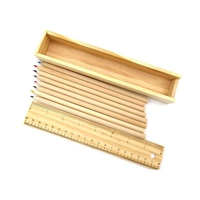 12 Kleurpotloden Houten potlooddoos Doos voor studenten papierwerk Aanbevolen bestelling aanvaard