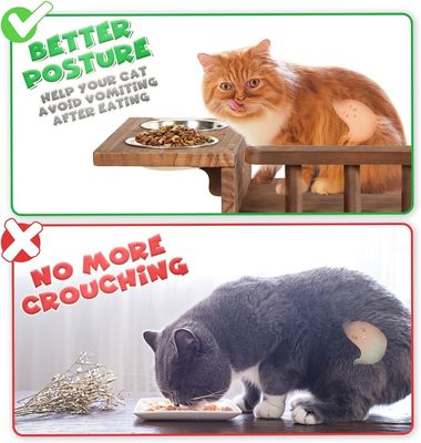 Zeg afscheid van rommelige vloeren Wand gemonteerde kattenvoederplank met ladder en 2 kommen