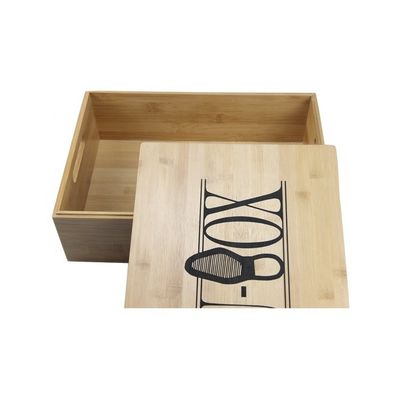 Houten structuur handgemaakte rechthoekige schoenendoos met laser gegraveerd drukwerk