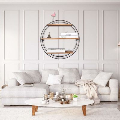 Drijvende hangende plank voor beeldframes en beeldschermen in houten metaal