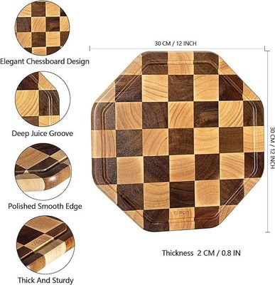 Gepersonaliseerd 12X12X0.8 inch Acacia Houten Snijdende Octagon Serving Board met Juice Groove