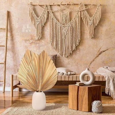 Vitalucks Logo milieuvriendelijk composteerbaar hand 4 stuks groot natuurlijk goud gedroogde palmbladeren