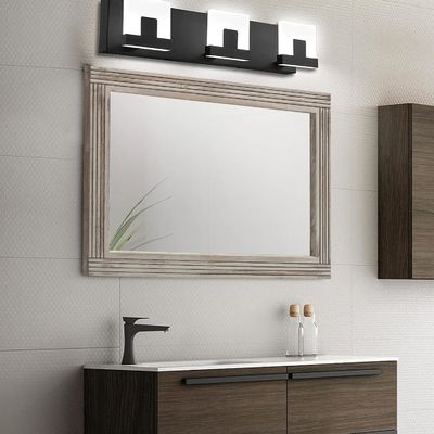 Houten splitsingswandspiegel voor badkamer Solid houten frame Rustieke boerderij ijdelheid spiegel