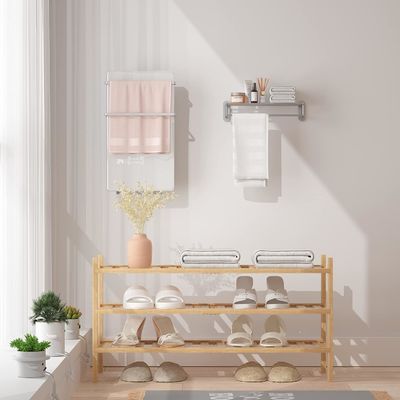 Multifunktioneel 3-laag bamboe schoenrek voor aanpasbare opslag Niet-vouwbaar Stapelbaar