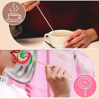100pcs 6 inch Rock Candy Sticks met Bal Hout Swizzle Sticks Moderne en eenvoudige ontwerp