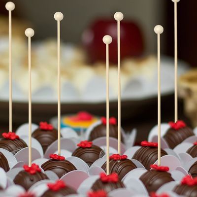 100pcs 6 inch Rock Candy Sticks met Bal Hout Swizzle Sticks Moderne en eenvoudige ontwerp