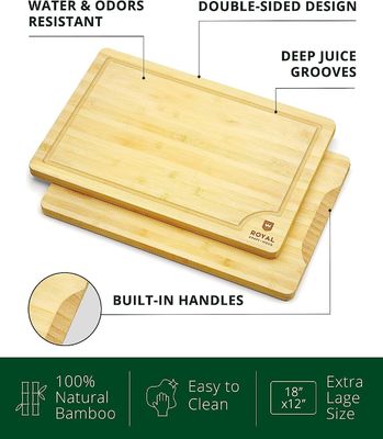 Op maat gemaakte service 18X12 inch Bamboe Hout Snijplank Duurzaam Houten Gewone kleur