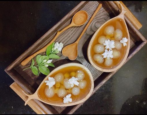 Bedrijfscadeautjes 6 stukjes houten slaat lepels en vorkjes gratis monster aangeboden