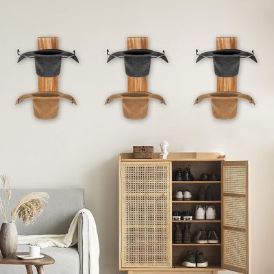 Functioneel ontwerp Multifunktioneel muurmontage opslagplank en hoedenrek voor bamboe
