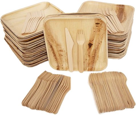 Eco-vriendelijk 20 pakketten biologisch afbreekbare palmbladen 10 inch vierkant stevig als bamboe wegwerp elegant