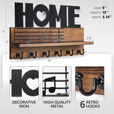 Wanddekoratieve houten sleutelhanger met 3 dubbele haakjes Functionele ontwerp sleutelhanger