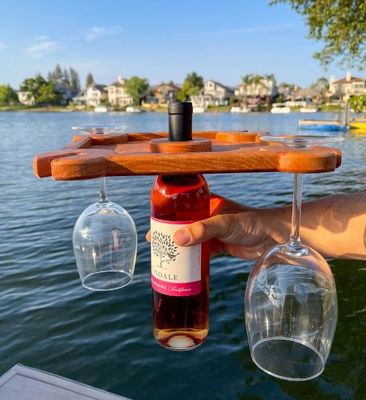 Gepersonaliseerde logo wijnhouder voedsel serveerbak met staande type wijnfles Caddy