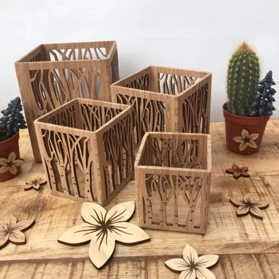 Houten plain-color kaarslantaarn voor handgemaakte thee lichthouders in laser cut design