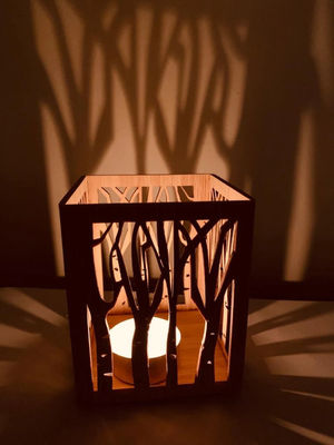 Houten plain-color kaarslantaarn voor handgemaakte thee lichthouders in laser cut design