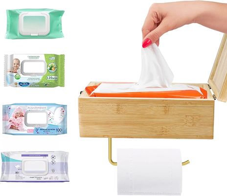 Bouwplaats of sport bamboe wandpapierhouder met behuizing voor nat weefsel