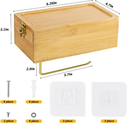 Bouwplaats of sport bamboe wandpapierhouder met behuizing voor nat weefsel