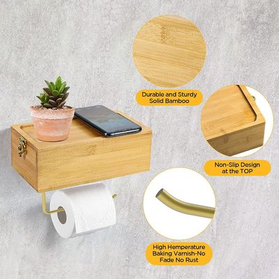 Bouwplaats of sport bamboe wandpapierhouder met behuizing voor nat weefsel