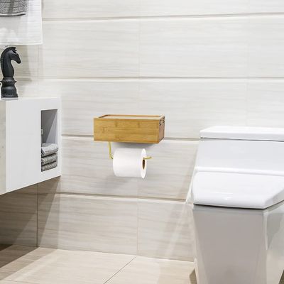 Bouwplaats of sport bamboe wandpapierhouder met behuizing voor nat weefsel