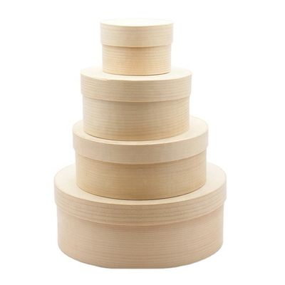 Houten doos met natuurlijke houtkleur voor op maat gemaakte ronde cake kaas cake salade fruit verpakking