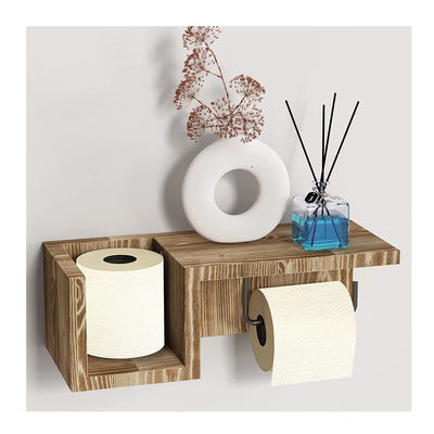 Witte houten badkamer wand montage toiletpapier houder stand met oplosbare opslag Shel