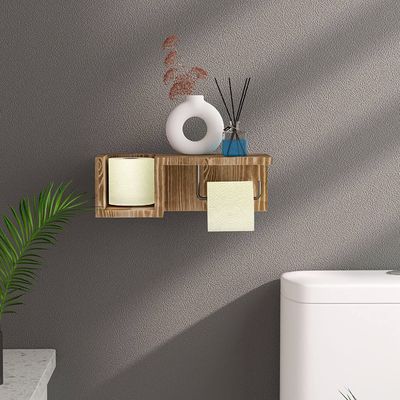Witte houten badkamer wand montage toiletpapier houder stand met oplosbare opslag Shel