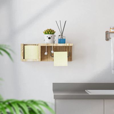Witte houten badkamer wand montage toiletpapier houder stand met oplosbare opslag Shel