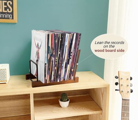 Houten platenhouder standalbums opslag standplatenplatenplatenrek voor huisversiering plank