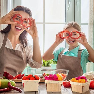 Zilkschermgedrukte 5,75-inch vierkant geventileerde houten bessenmandjes voor het plukken van fruit