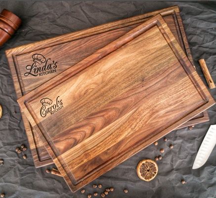 Gepersonaliseerd logo aanvaardbaar 1,75 dik groot walnoot snijplank met sap groeve