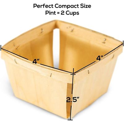 Handgemaakte industriële cadeautjes Craft 4x4 inch veneer houten doos voor het plukken van fruit en bessen