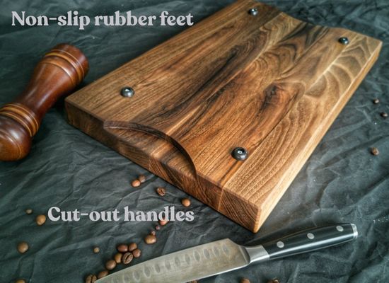 Gepersonaliseerd logo aanvaardbaar 1,75 dik groot walnoot snijplank met sap groeve
