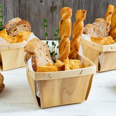 Handgemaakte industriële cadeautjes Craft 4x4 inch veneer houten doos voor het plukken van fruit en bessen