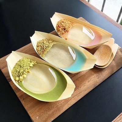 Gepersonaliseerd Logo Acceptabel Birch Bamboe Boat Shape Zeilen Hout Sushi Tray
