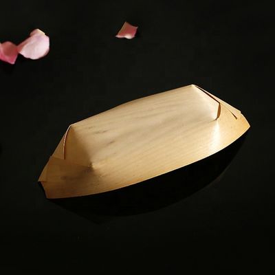 Gepersonaliseerd Logo Acceptabel Birch Bamboe Boat Shape Zeilen Hout Sushi Tray