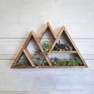 Natuurlijke houten bergplank Meerlaagse wandmontage zwevende displayplanken 26,75x16x3,5 inch