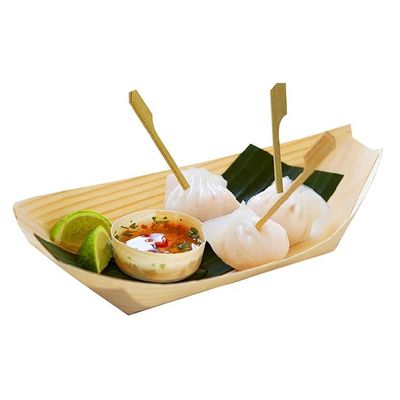 Gepersonaliseerd Logo Acceptabel Birch Bamboe Boat Shape Zeilen Hout Sushi Tray