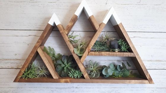 Natuurlijke houten bergplank Meerlaagse wandmontage zwevende displayplanken 26,75x16x3,5 inch