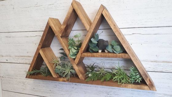 Natuurlijke houten bergplank Meerlaagse wandmontage zwevende displayplanken 26,75x16x3,5 inch