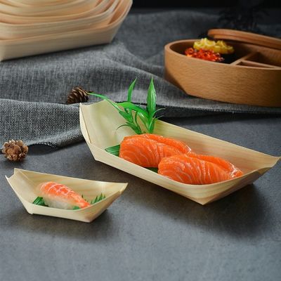 Houten sushi serveerboot 9 inch Moderne eenvoudige wegwerpboom Bamboe