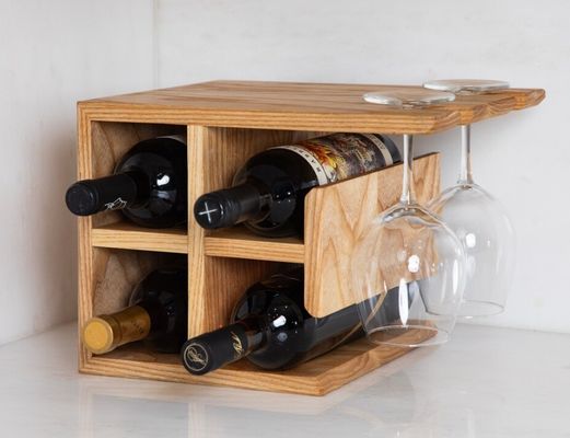 Gepersonaliseerd logo hardhouten wijnrek Hoogwaardige wijnhouder voor het aanrecht