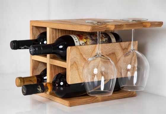 Gepersonaliseerd logo hardhouten wijnrek Hoogwaardige wijnhouder voor het aanrecht