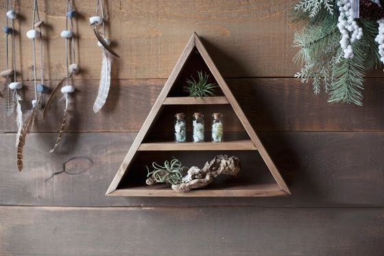 Woonkamermeubelen Custom handgemaakte houten muur gemonteerd drijvende driehoekige plank 16&quot;of18&quot;X3.2&quot; Modern design