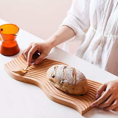 Wave Shape Houten bak Ontbijt serveerbak voor de keuken 40.5x18.5x2cm Customized Logo